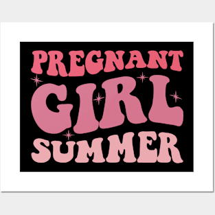 Pregnant Girl Summer Pregnancy Reveal Baby Shower Posters and Art